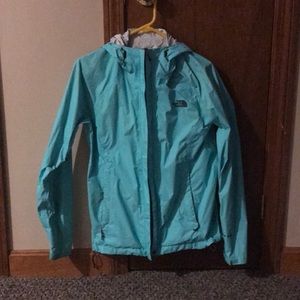 Blue Northface rain jacket